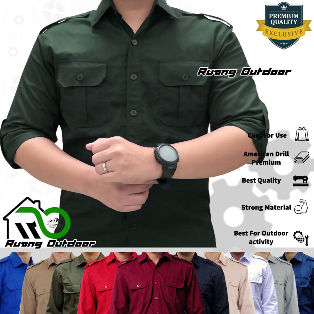 FR54E JUMBO 3XL 4XL XXXL XXXXL BAJU KEMEJA PDH PDL LENGAN PANJANG - Pakaian Atasan Seragam Pria Wani