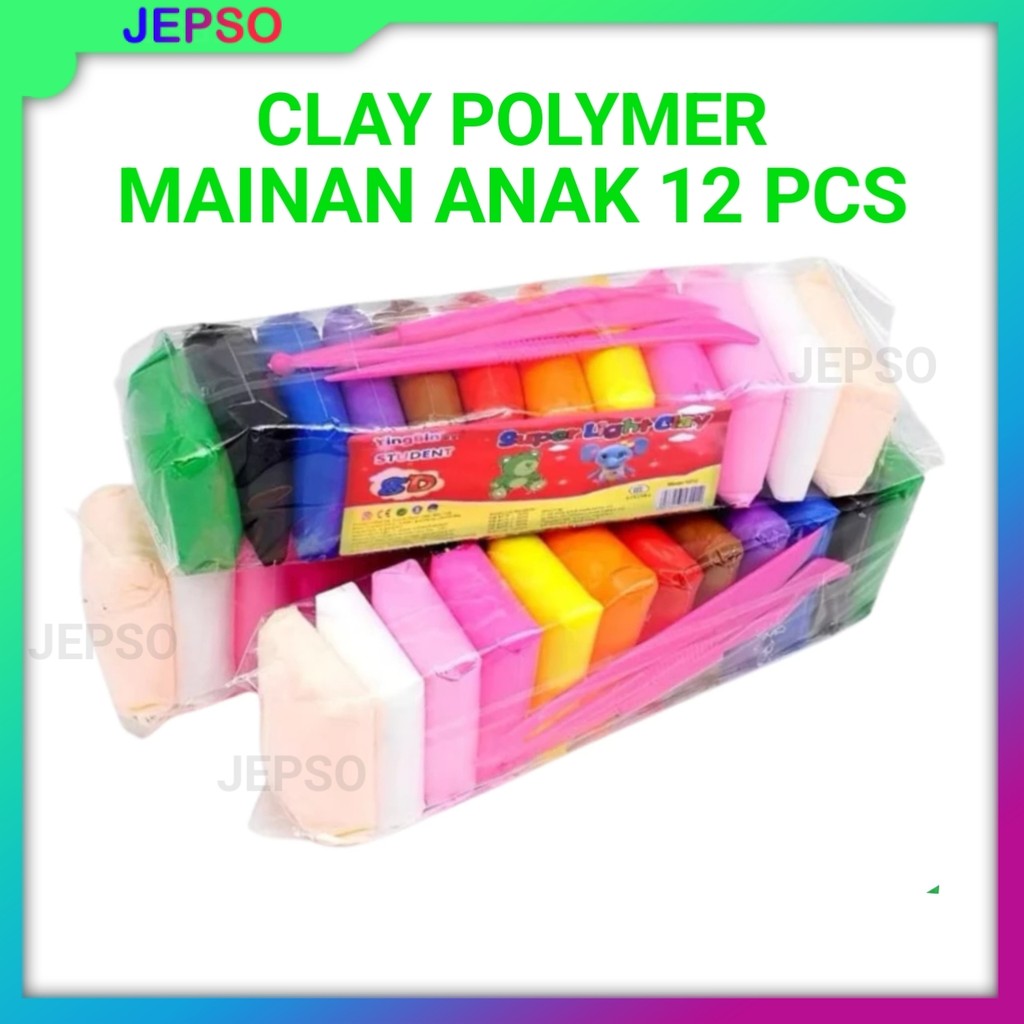 clay polymer mainan anak 12 pcs slime edukasi anak isi 12 Warna Edukasi Kreatif / Mainan Anak / jeps