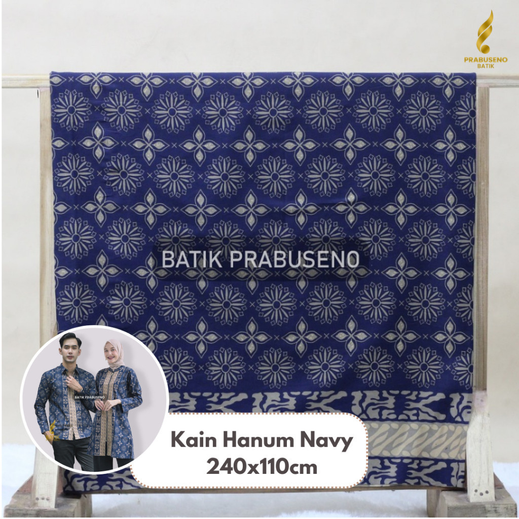 HANUM NAVY Kain Bahan  Meteran  Wanita Pria Premium Halus Motif Elegan Modern  Terbaru Katun Solo Et