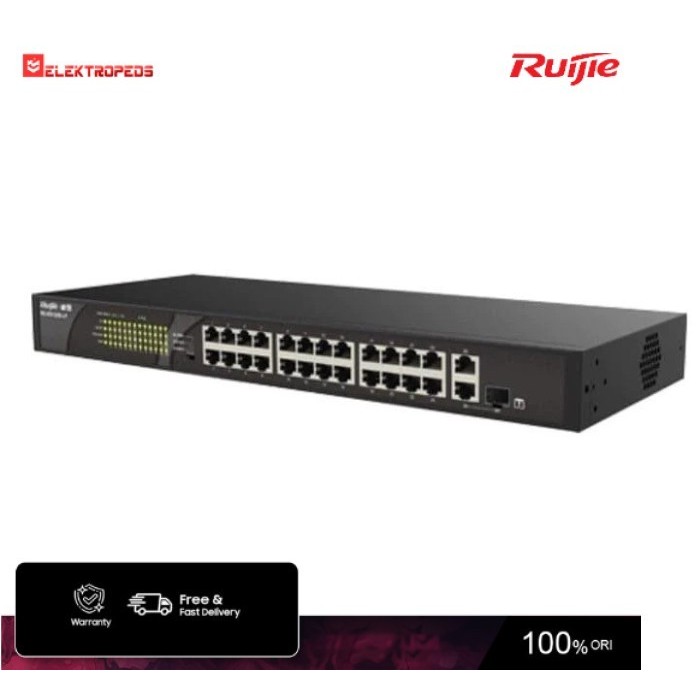 Ruijie RG-ES126S-LP 24 Port 10/100 Unmanaged PoE+ Switch with 180W - Ruijie Switch - Ruijie