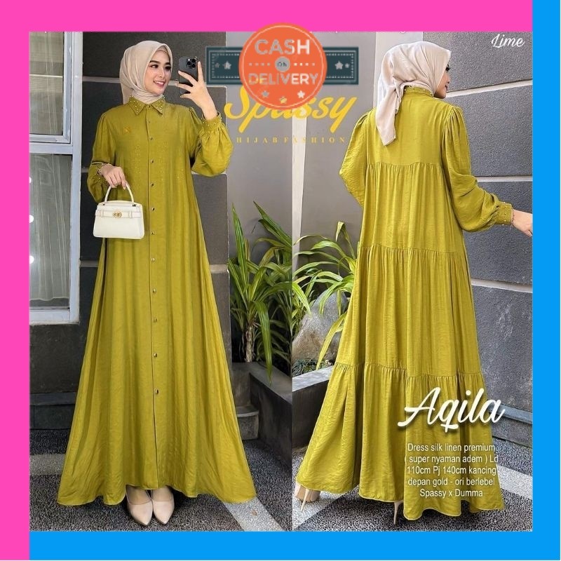 GAMIS KEKINIAN WANITA LEBARAN / AQILA DRESS (LABEL MADANI)