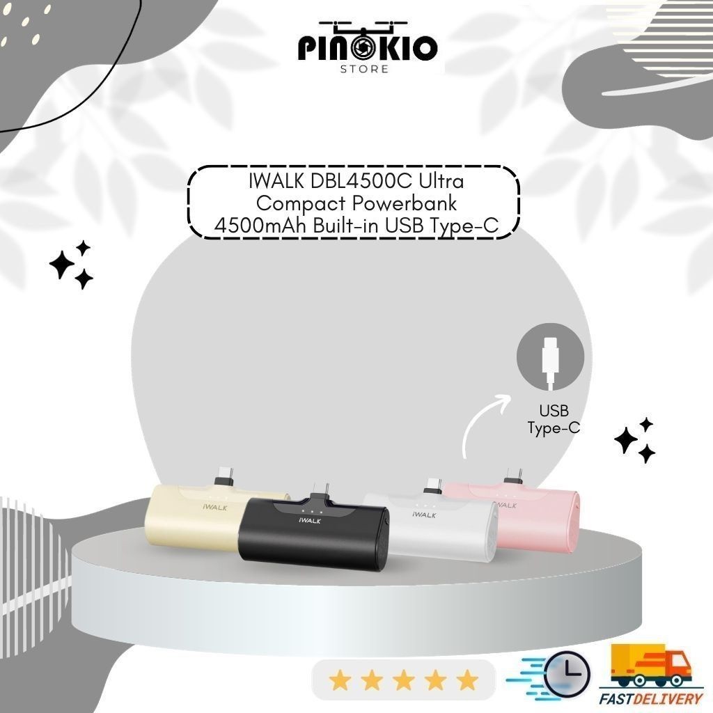 511 IWALK DBL4500C Ultra Compact Powerbank 4500mAh Built-in USB Type-C