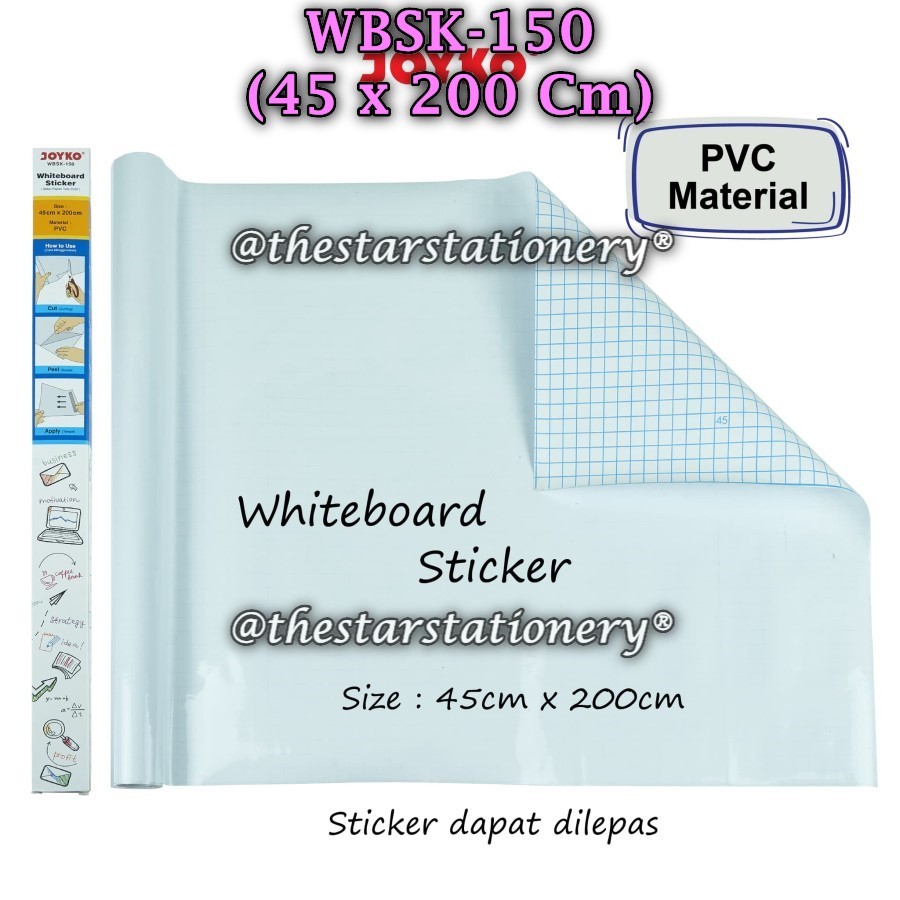 

(1 Roll) GROSIR Sticker Whiteboard JOYKO WBSK-150 45 x 200 / Stiker Papan Tulis Putih Joyko WBSK-150