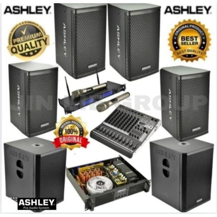 Grosir Paket Sound Karaoke Speaker Pasif ASHLEY 10 Inch + Subwoofer Aktif ASHLEY 12 Inch Original