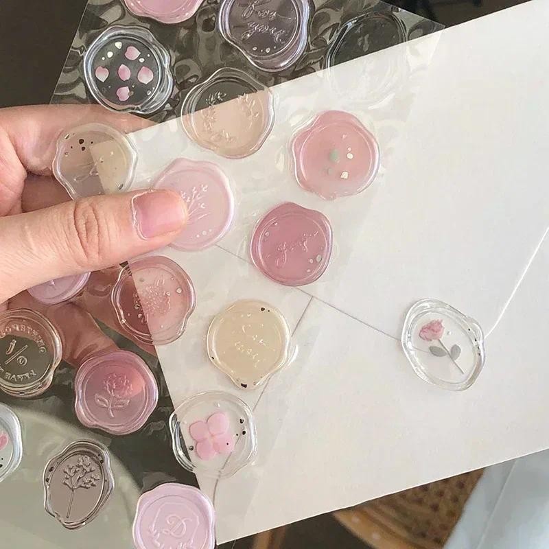 

18pcs Vintage Wax Seal Stamp Stickers DIY Scrapbooking Journal Planner Decoration Korean Stationery Kawaii Envelope Sealing Tags