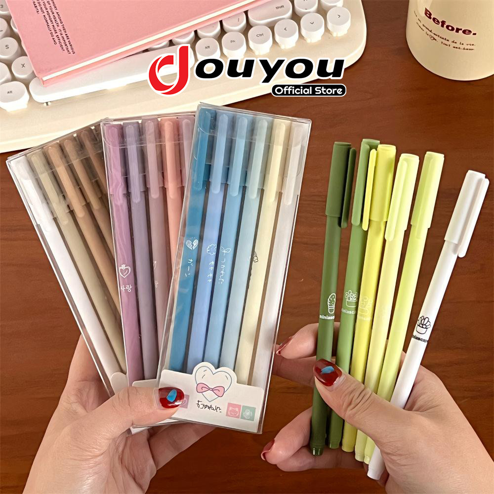 

6Pcs Pena Gel Macaroon Pulpen Gel 0.5mm Morandi Alat Tulis Sekolah Aesthetic ATK3005