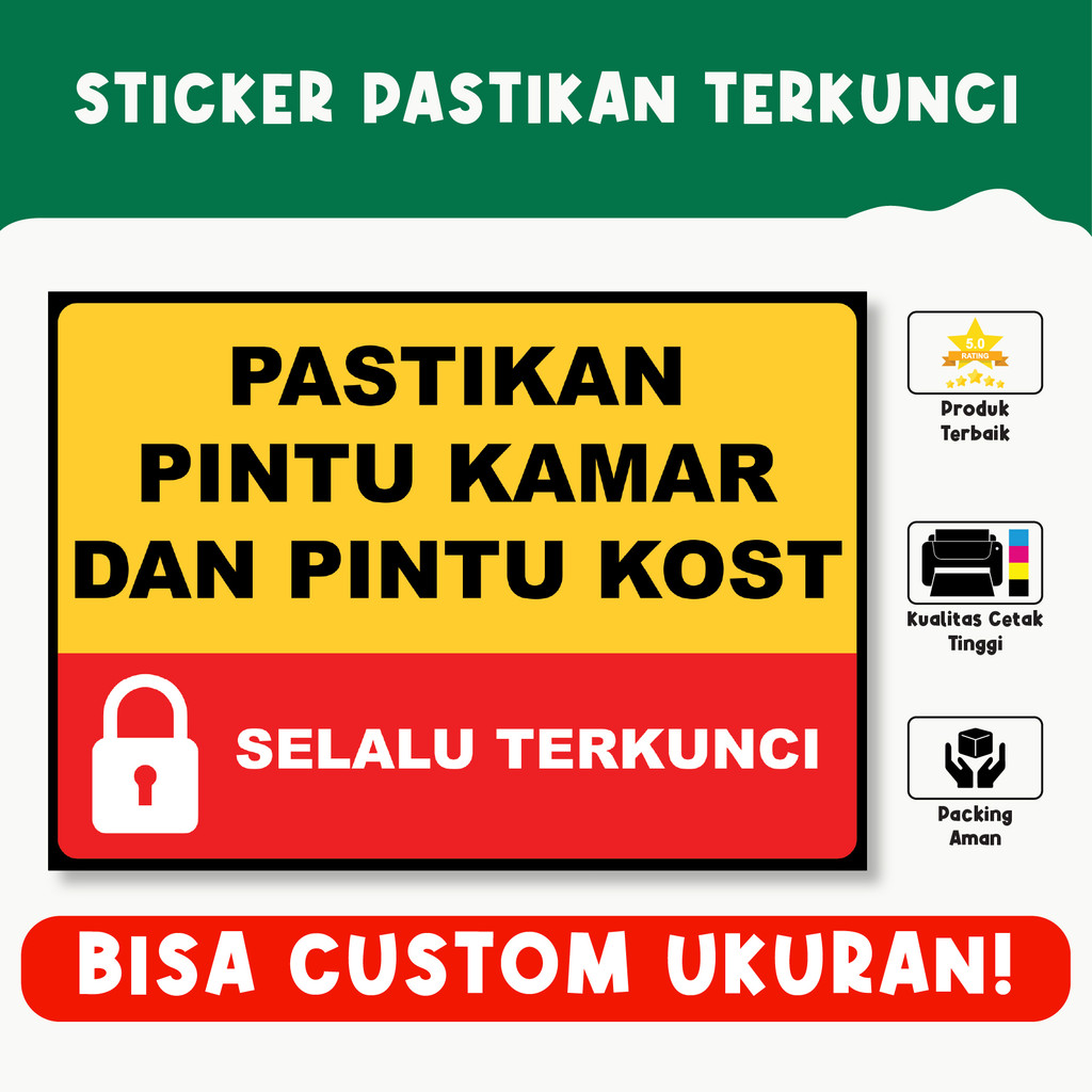 

Sticker Pastikan Pintu Kamar dan Pintu Kost Terkunci – Pengingat Keamanan, Vinyl Premium, Anti Air