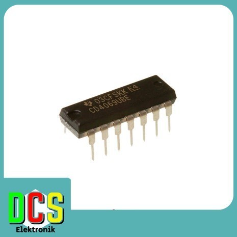 IC DIP CD4069. Rangkaian Not. Inverter Circuit. Ekivalen dengan 74LS04