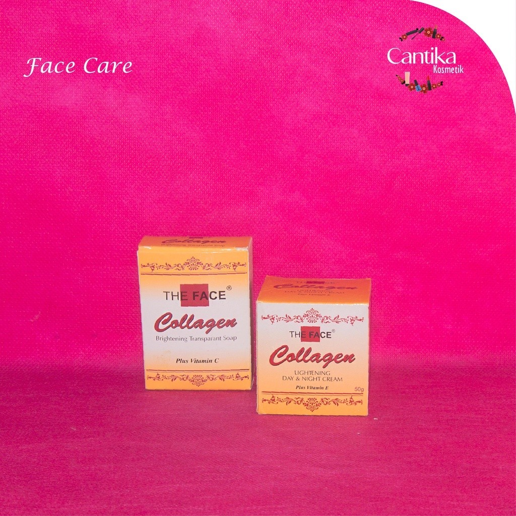 ♥ CANTIKA ♥ THE FACE collagen skincare cream wajah pemutih memutihkan tersedia sabun , day , night k