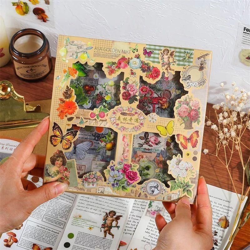 

Promo_[Limited Stok] 100 Lembar Sticker PET Butterfly Flower Vintage Scrapbook Stiker Kupu- kupu Forest Hias