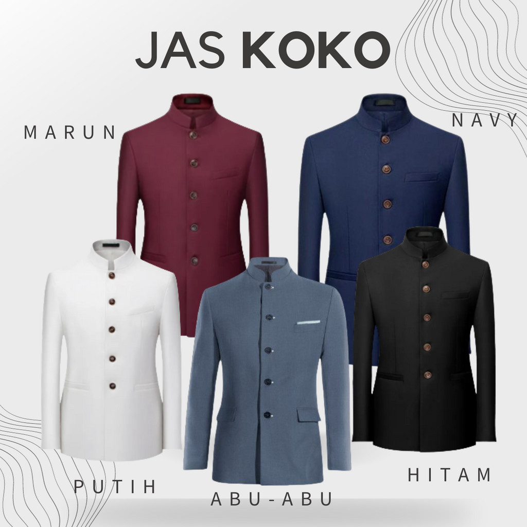 JAS KOKO JASKO POLOS MODEL JASCO MANDARIN PRIA WARNA ABU HITAM PUTIH MARUN NAVY