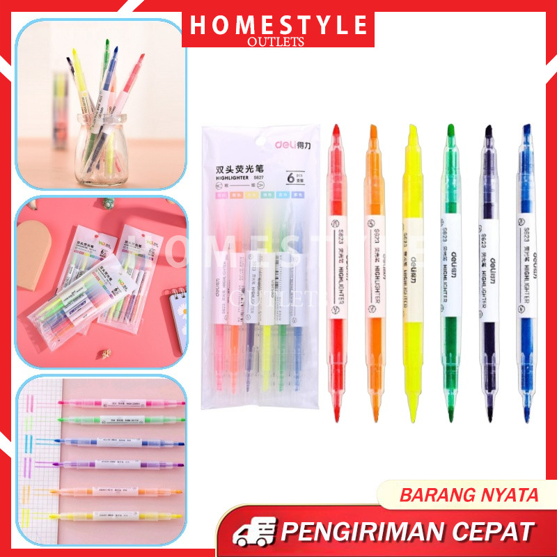 

Stabilo Warna Set 6pcs 2in1 2 Arah / Pensil Warna Melukis Mewarnai / Pensil Stabilo Warna Warni 2 SiSi / Highlighter Pen
