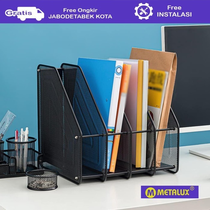 

PROMO!! -METALUX FILE RACK L - Rak Dokumen layer | Document Rack - Black 3 Layer