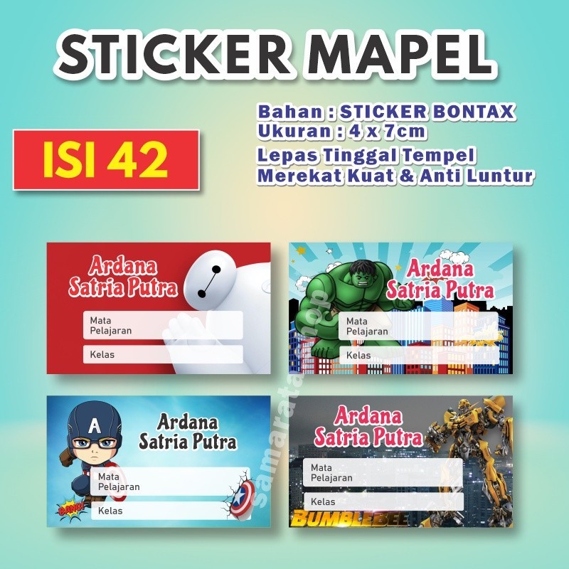 

isi 42 sticker mata pelajaran, sticker mapel buku, sticker mapel tempel buku, sticker mapel sekolah