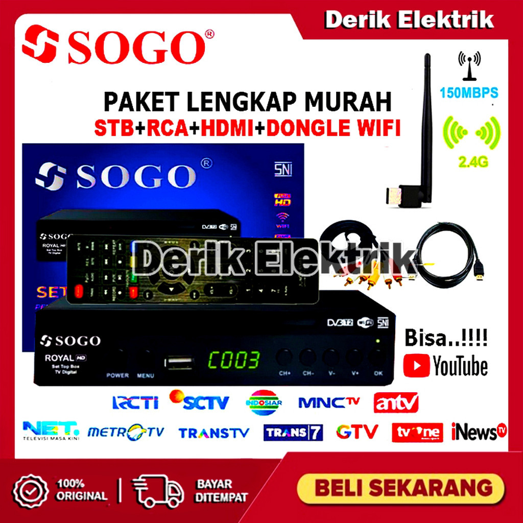 SET TOP BOX TV DIGITAL SOGO DVB T2 EWS UHF HD / ALAT TV DIGITAL SET TOP BOX / STB TV DIGITAL / SET T