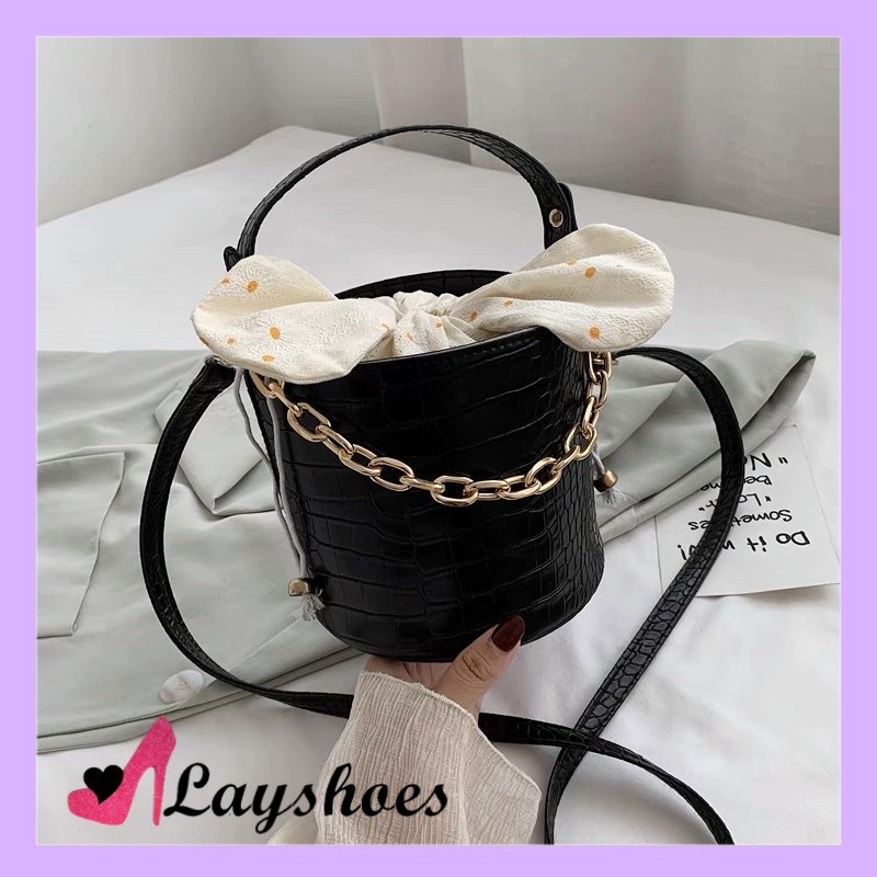 LAYSHOES FASHION KOREA STYLE TAS SERUT SLINGBAG SELEMPANG TABUNG WANITA RANTAI HANDBAG CEWEK  FASHIO