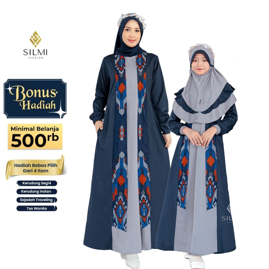 Set Gamis Couple Pasangan Ibu dan Anak Perempuan Remaja Tanggung Silmi Rengganis Family