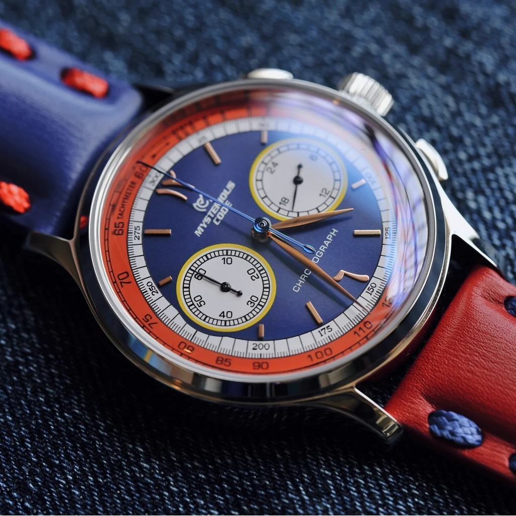 Jam Tangan Pria MYSTERIOUSCODE Homage Watch for Men Japan VK64 Chronograph Clock Curve Glass 316L St