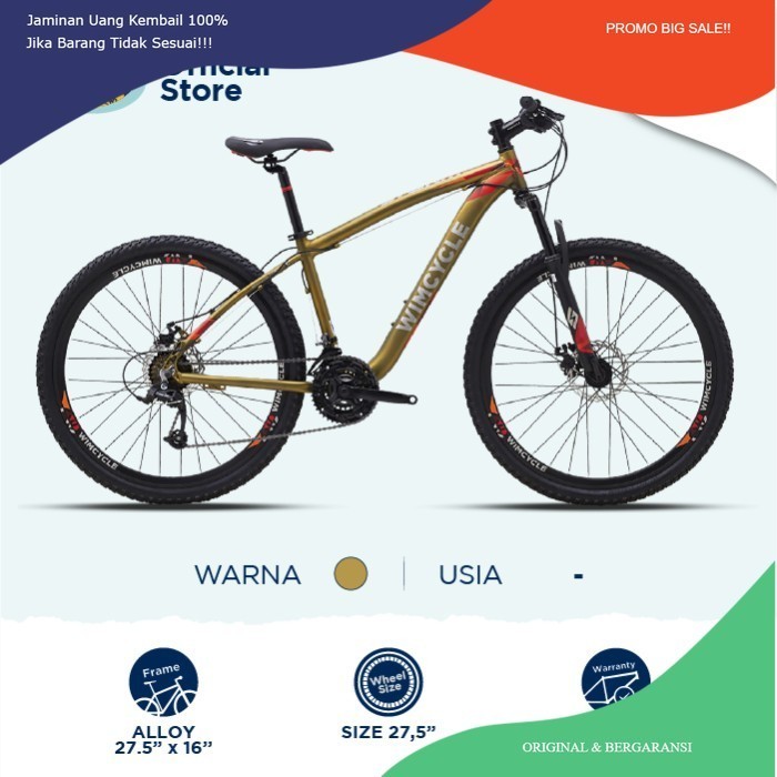 PROMO FLASH SALE Wimcycle Sepeda Gunung MTB Storm 27.5 - Bronze