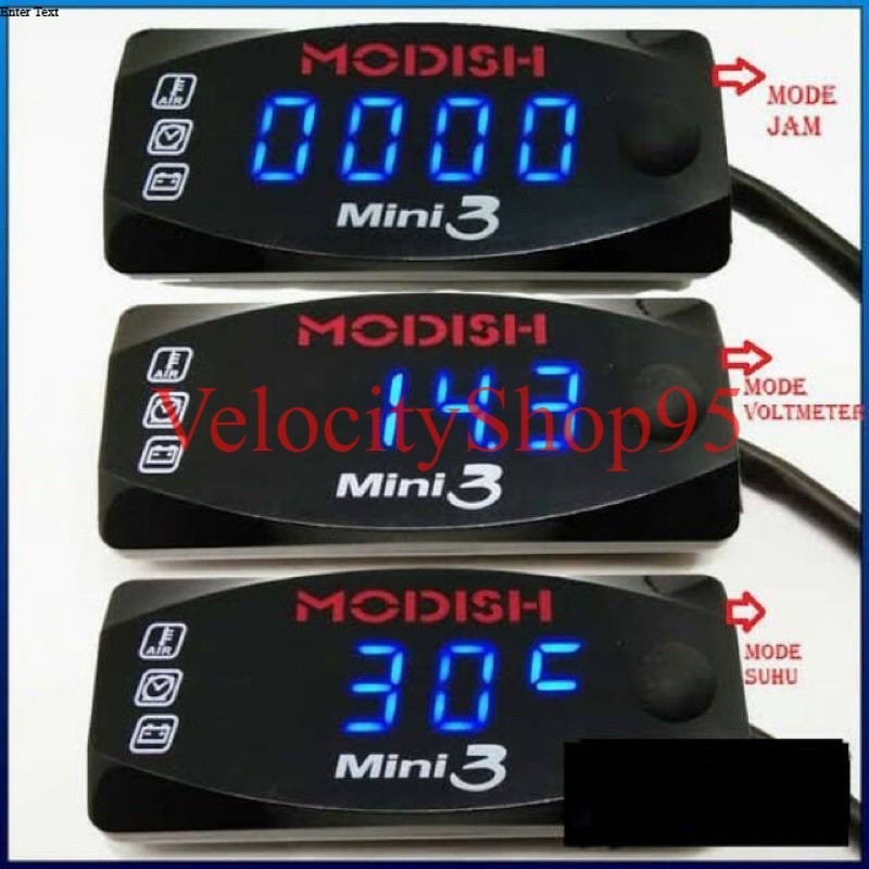 Voltmeter AKI 3in1 JAM SUHU VOLT METER AKI MOTOR UNIVERSAL NMAX PCX AEROX SCOOPY
