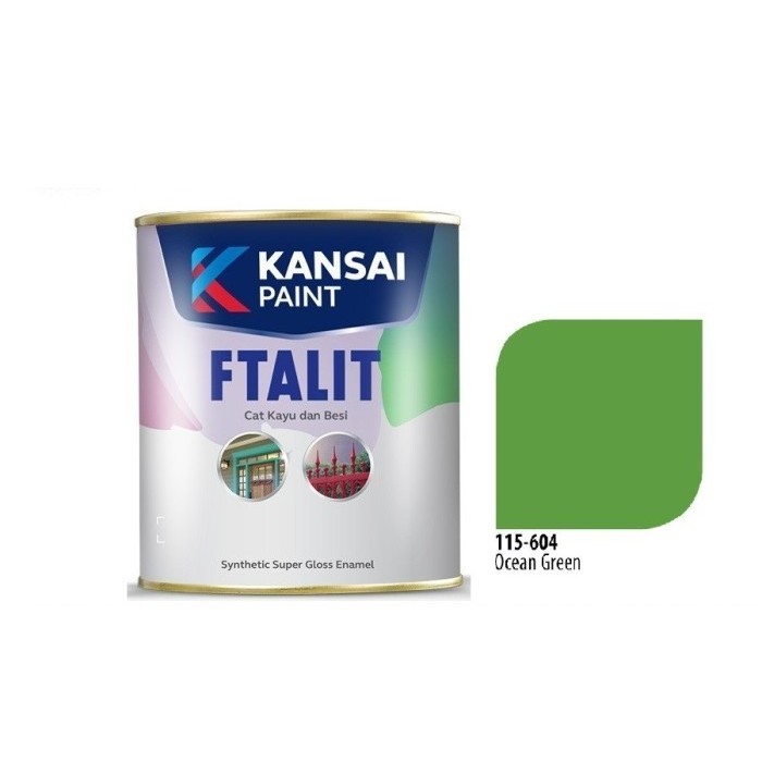 Cat Ftalit 604 Ocean Green Kansai 1 Ltr / Cat Kayu & Besi / Cat Hijau