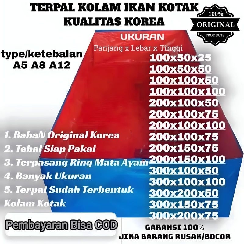 Terpal Kolam Budidaya Ikan Kolam Terpal ikan kolam ikan type A5 A8 A12
