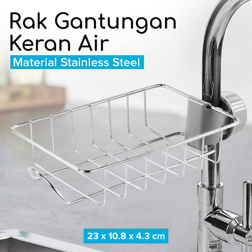Rak Gantungan Barang Keran Air Besi Peralatan Dapur Stainless Steel