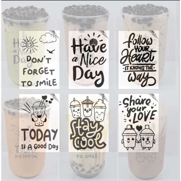 

Stickers minuman transparan stiker Qoutes kekinian isi 100 pcs