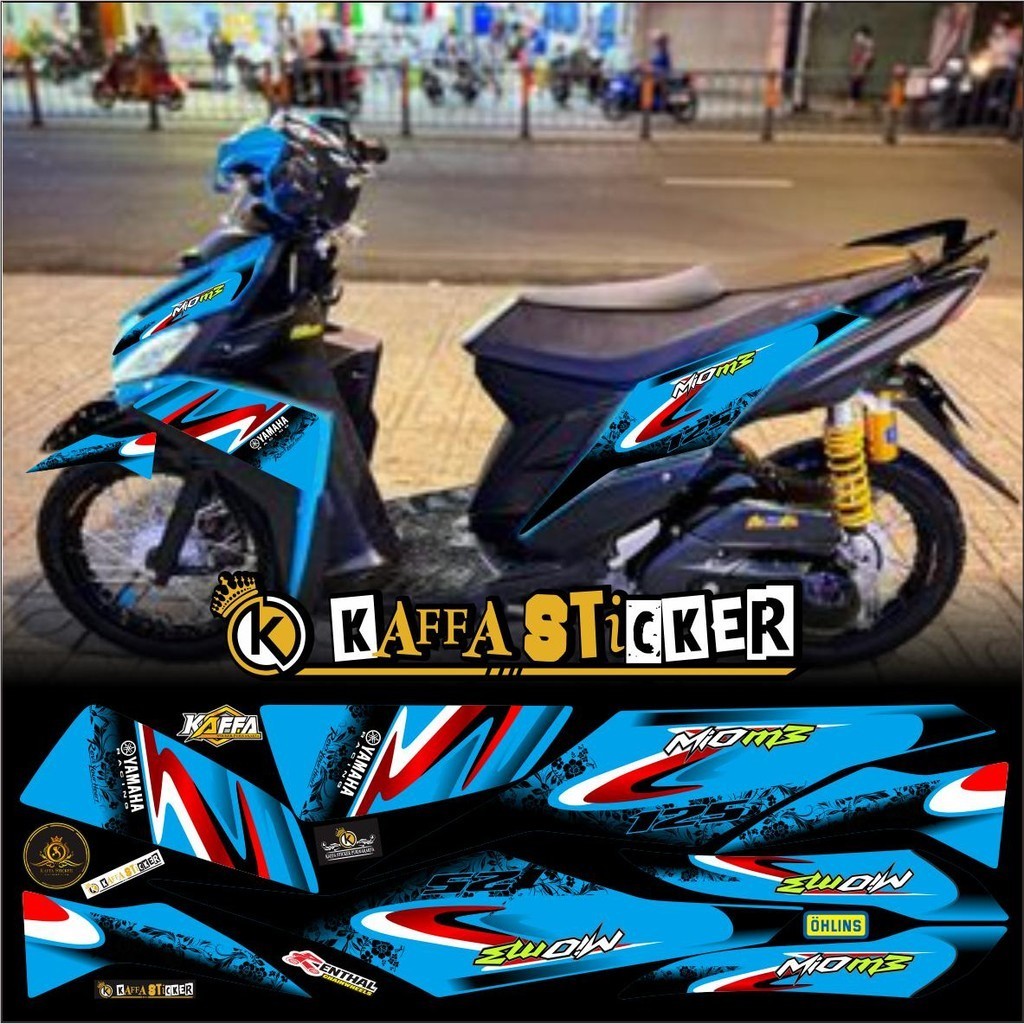COD/ Stiker Striping MIO M3 Variasi Desain Racing List Biru Muda