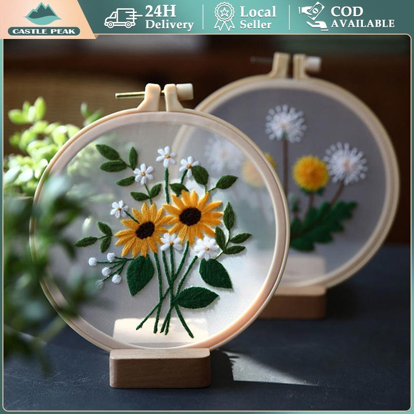 Embroidery Kit Package Flower /Paket Menyulam Untuk Pemula / Diy / Home Decor / Menyulam Set