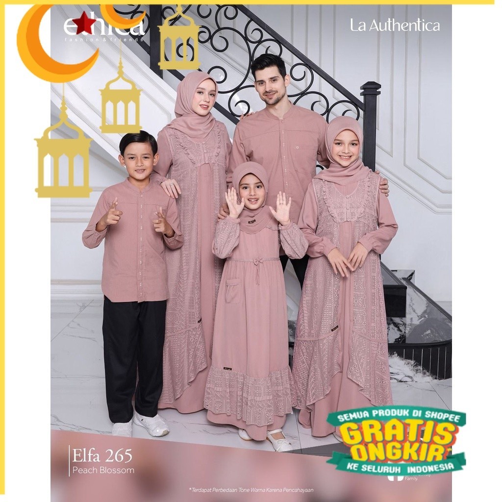 ELFA 265 PEACH BLOSSOM GAMIS DEWASA ETHICA KAGUMI 268 PEACH BLOSSOM GAMIS ANAK KAGUMI KIDS 125 PEACH