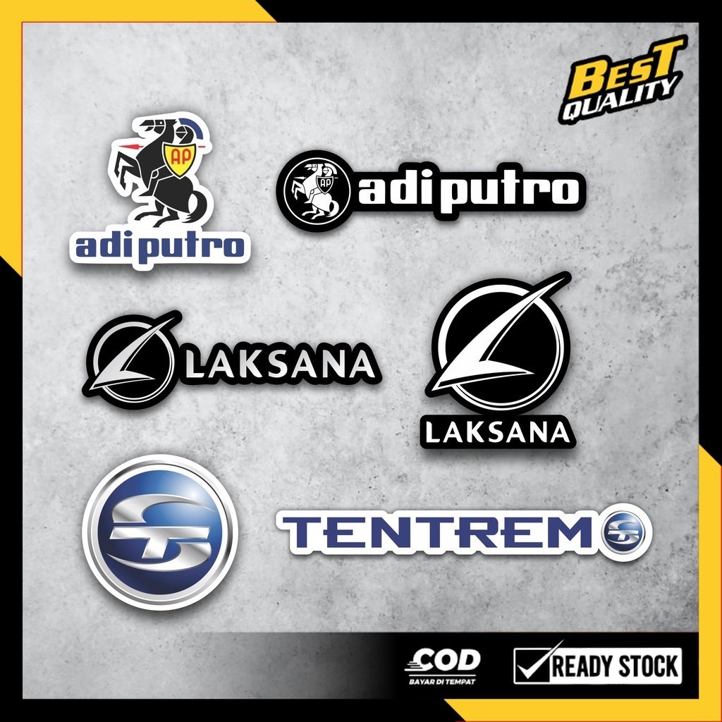 Stiker Bus 6 PCS STIKER LOGO KAROSERI DI INDONESIA ADI PUTRO LAKSANA TENTREM - BODY BIS JETBUS 3 SHD