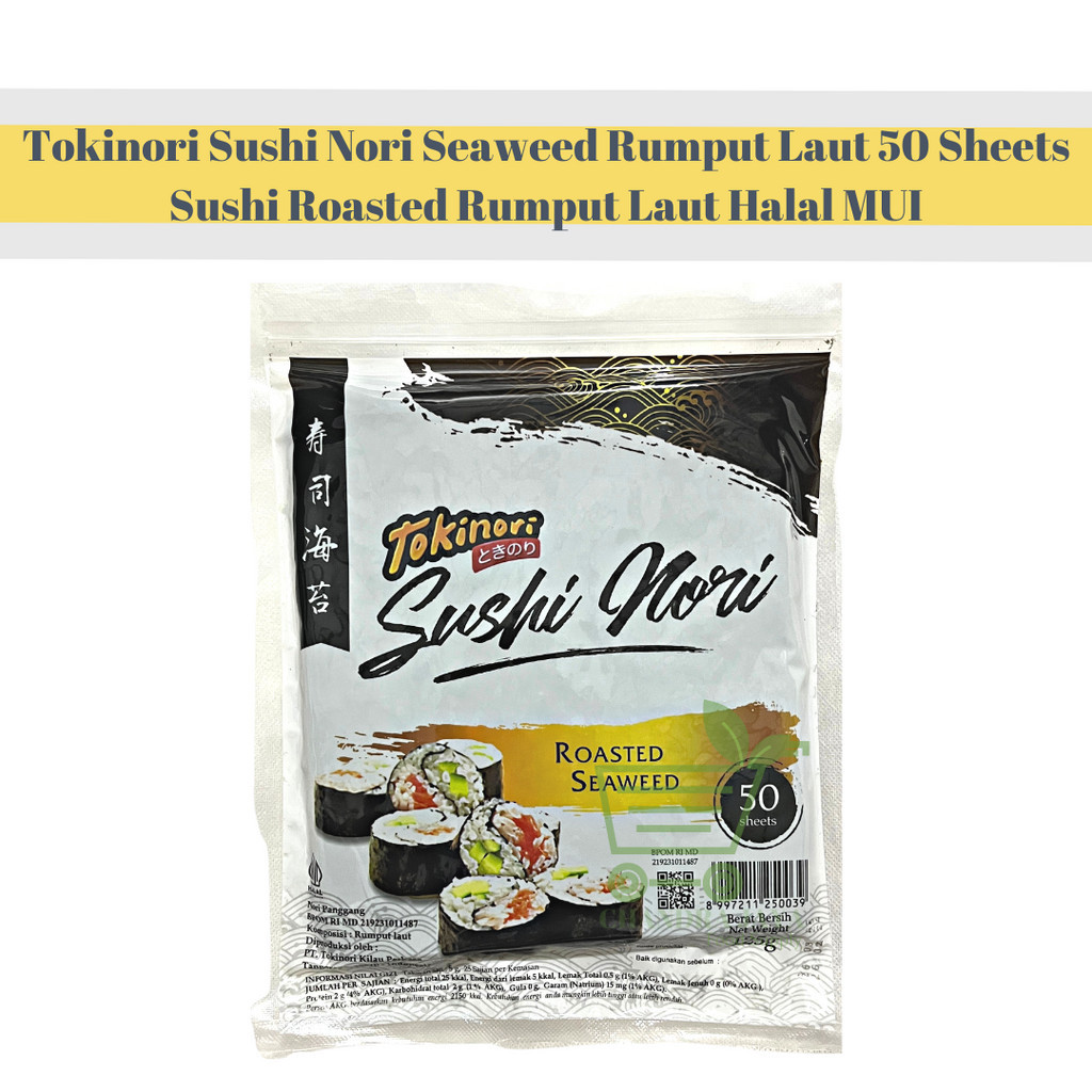 

Tokinori Sushi Nori Seaweed Rumput Laut 50 Sheets - Sushi Roasted Rumput Laut Halal MUI
