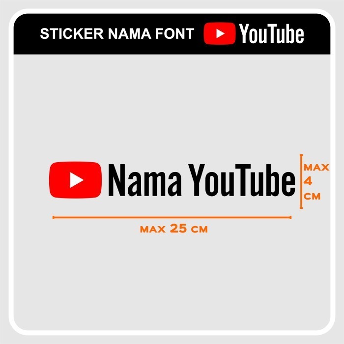 NAMA YOUTUBE STIKER LOGO YOUTUBE CUSTOM / CUTTING STICKER YOUTUBE LOGO NAMA BISA GANTI