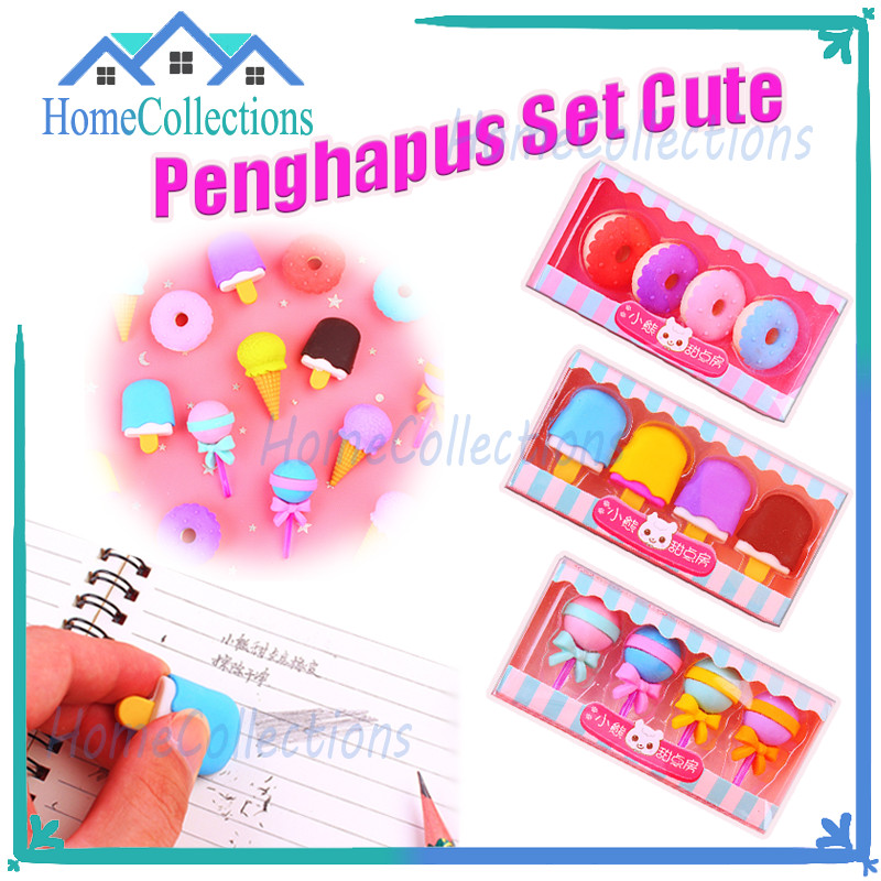 

Penghapus 4 Pcs/Penghapus Pensil Model Ice Cream/Eraser Anak Sekolah Karakter 4Pcs