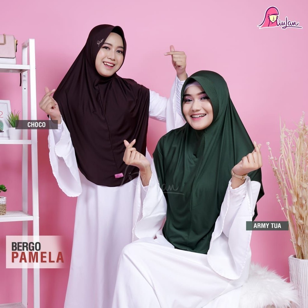 Miulan Hijab Dewasa Bergo Pamela Bahan Jersey Ped Antem