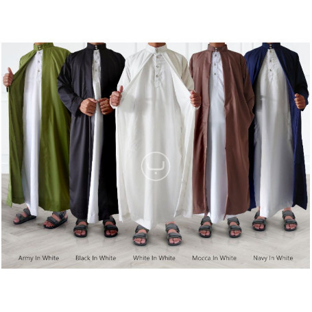 1 set jubah pria luar dalam, jubah hanan 2 in 1, jubah gamis pria premium bahan katun exlusive