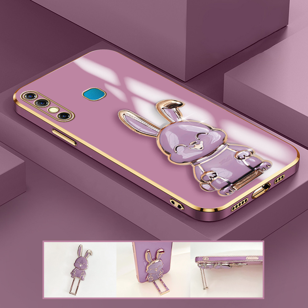 Infinix Hot 8 Pro X650 X650C Untuk Hp Phone Case Light Luxury Rabbit Holder Handphone Silikon Softcase