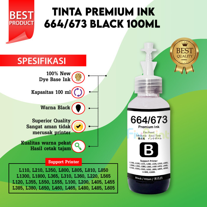 Tinta Premium Ink Epson 100ml Refill Infus T188 Printer L1455 WF-7711 WF-7611 WF-7211 WF-7111 7621