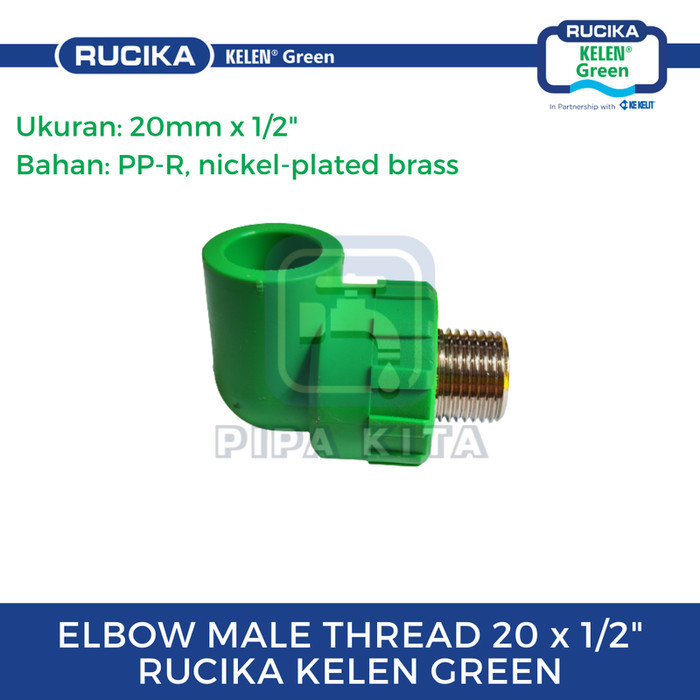Elbow Male Thread 20 x 1/2 PPR RUCIKA GREEN Valve Knee Drat Luar KDL