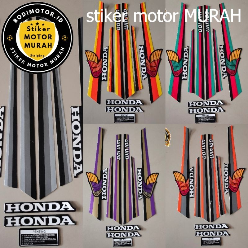 Striping stiker list polet motor honda win 100 stiker win list body standar berkualitas terbaik / Wi
