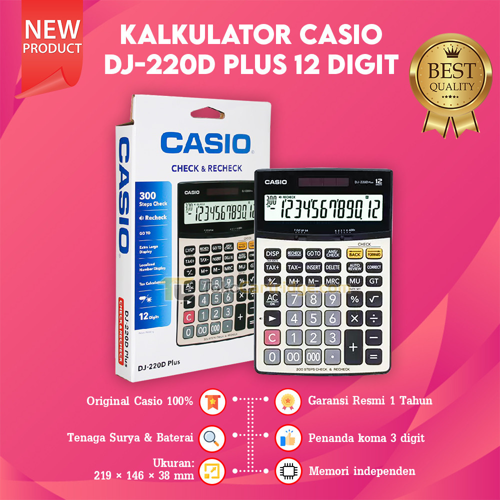 

Kalkulator DJ 220D Plus 12 Digits Casio Calculator Desktop Check & Correct New Original Garansi Resmi