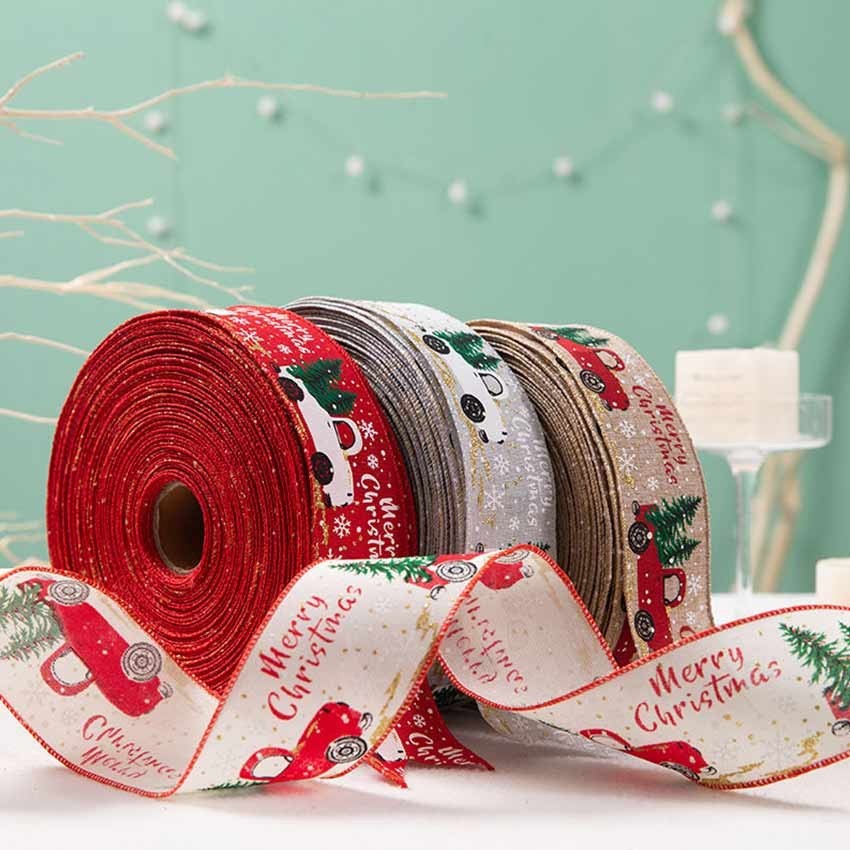 1 Roll Pita Natal Ribbon Merry Chritsmas untuk Dekorasi Hiasan Hampers Pohon Natal Aneka Motif Lucu