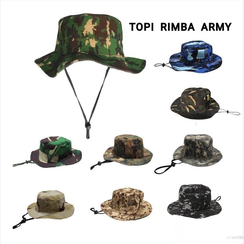Grosir topi rimba army TERMURAH TERLENGKAP topi rimba loreng tni ad au nkri gurun teluk banser dll -