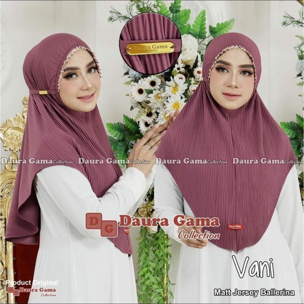 Terlaris .12.12. Bergo Instant Daura Gama *Vani* Plisket Renda- Kinanhijabstore Termurah