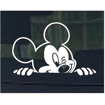 cutting Stiker lucu Mobil Mickey Intip Tempel di Kaca Belakang Car Decal Sticker