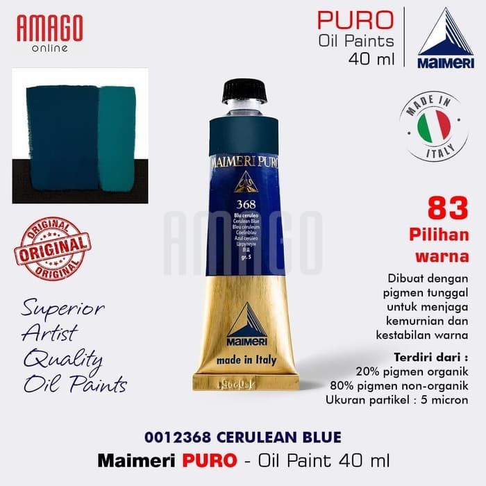 

Cat Minyak Lukis MAIMERI Puro - Oil Paint - Cerulean Blue - 40ml - M0012368
