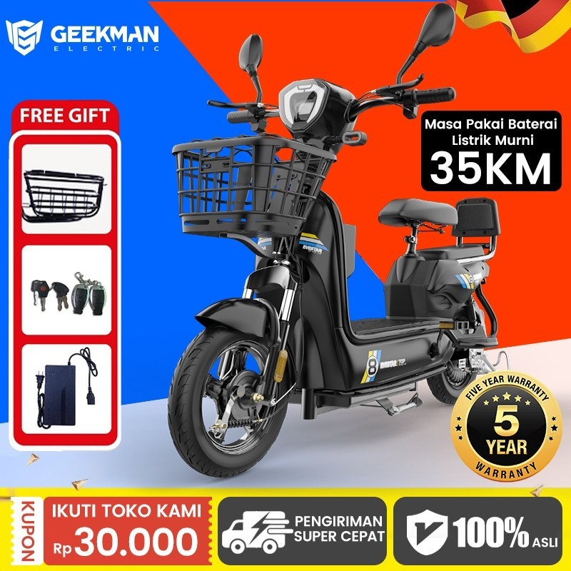 Geekman Sepeda Listrik Dewasa Sepeda Listrik Murah Sepeda Motor Listrik Kapasitas angkut 150kg 48v 1