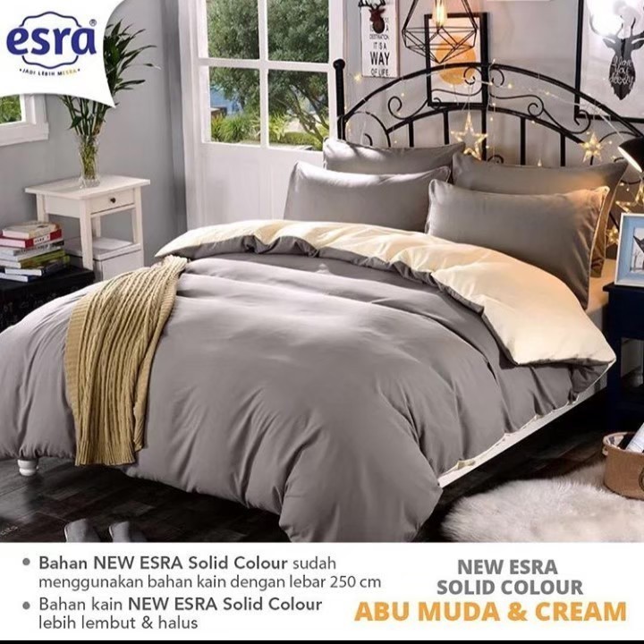 sprei polos abu muda dan cream