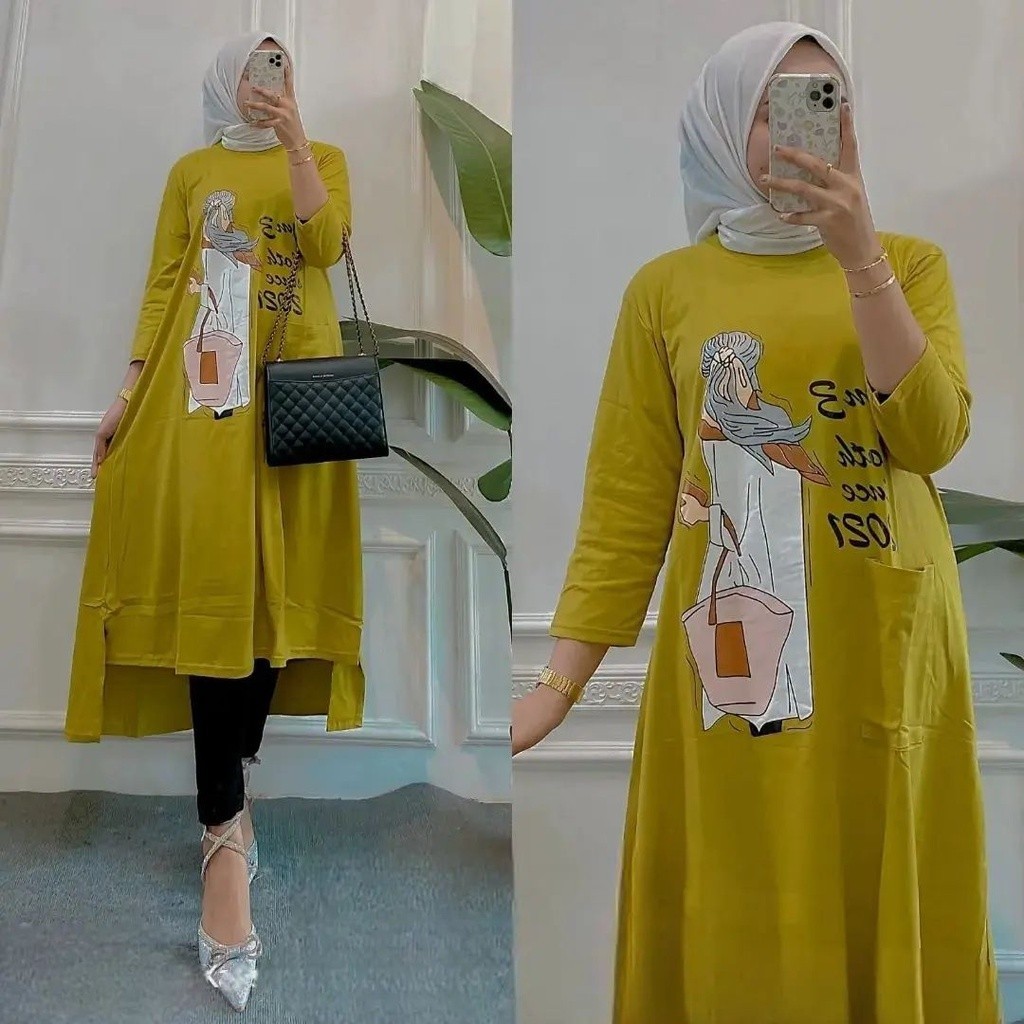 SORAYA MIDI DRESS BAHAN KATUN COMBED  M L XL XXL DAPAT GAMIS WANITA ( TIDAK TERMASUK HIJAB ) GAMIS T